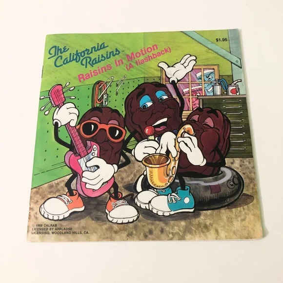 Vtg 1988 The California Raisins Raisins  In Motion A Flashback Book Paperback - Picture 1 of 16